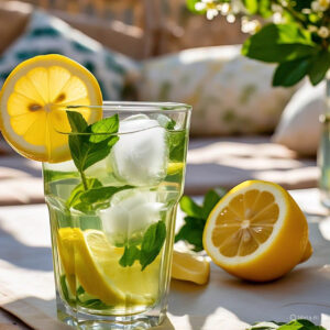 “Glass of lemon water to start the day with hydration”