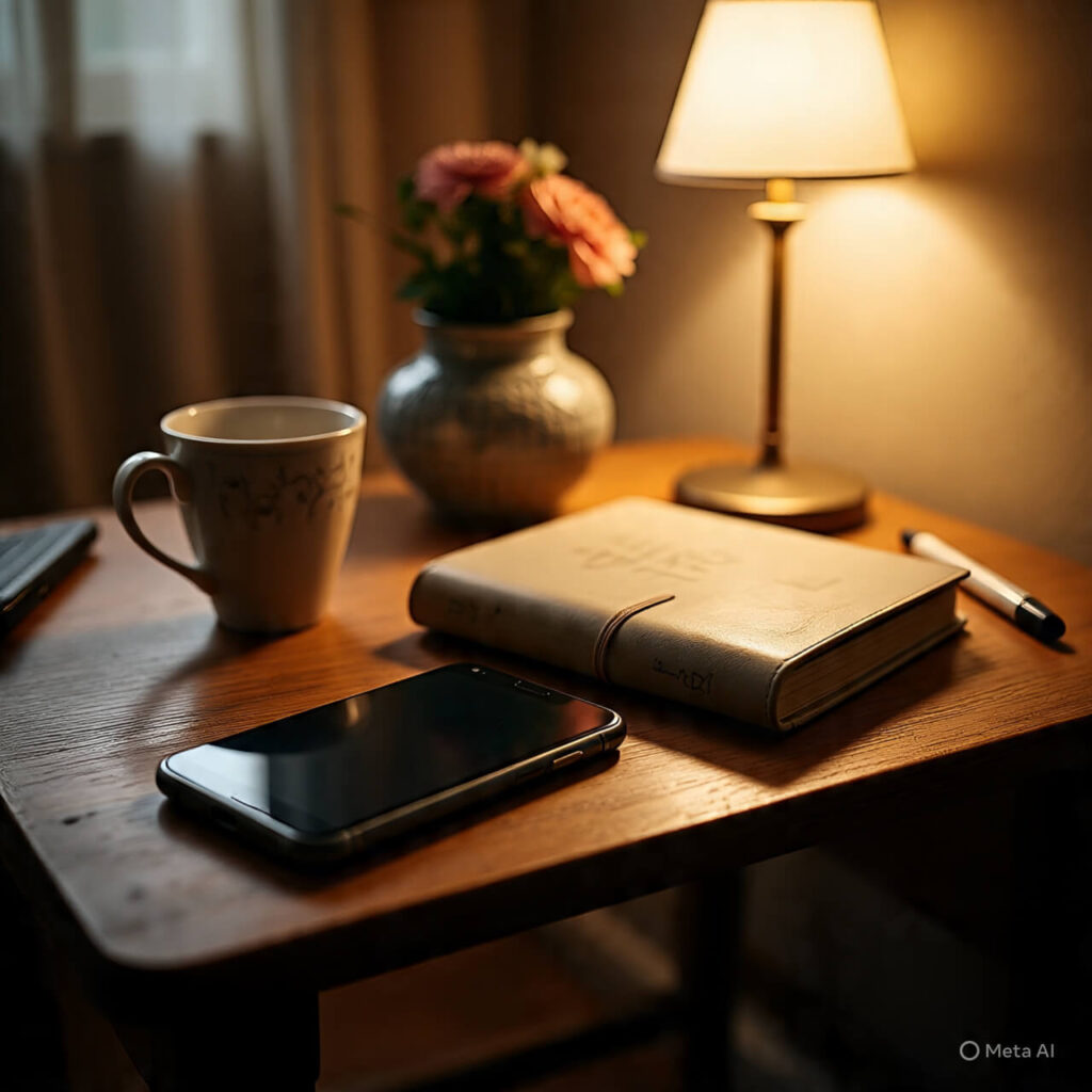 Journal/planner with coffee.