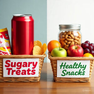 “Healthy snacks compared with junk food”